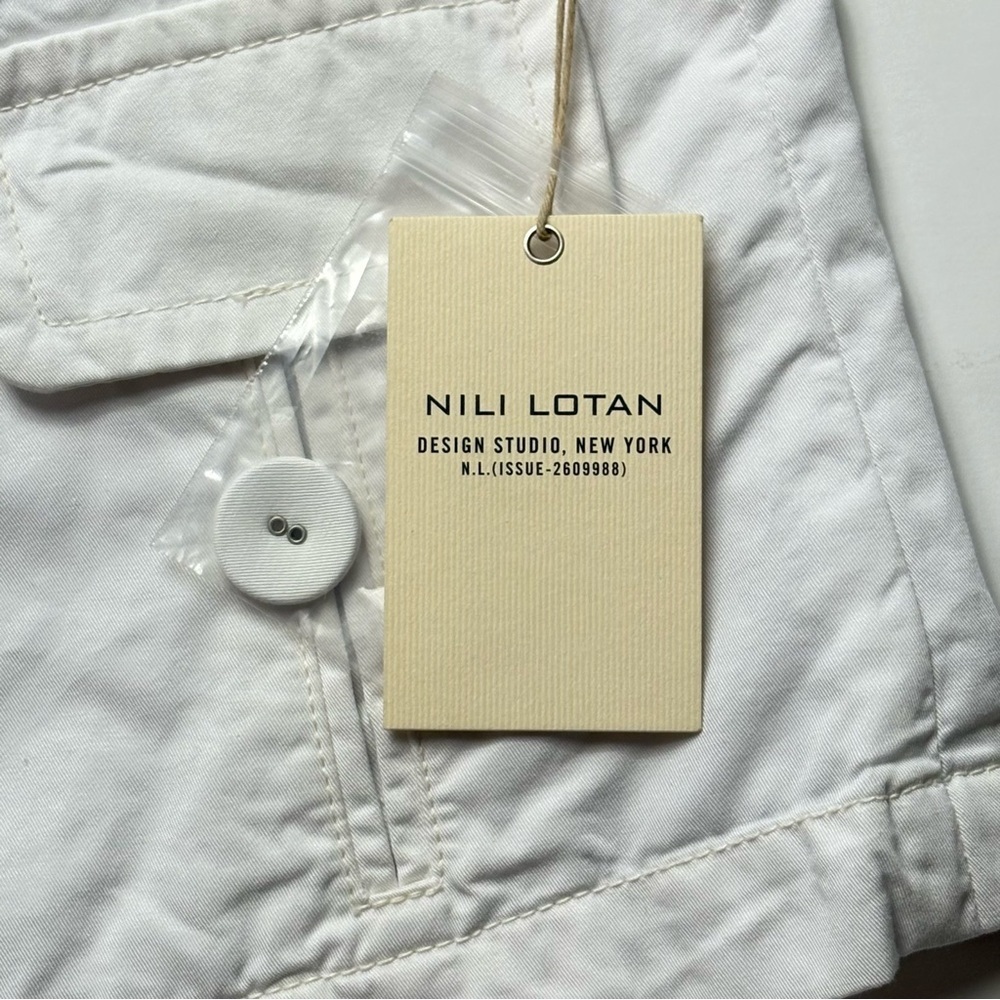 NILI LOTAN Cropped Cotton Ira Jacket Size 2 PFD Condensed 3/4 Sleeve Eggshell - Picture 12 of 13